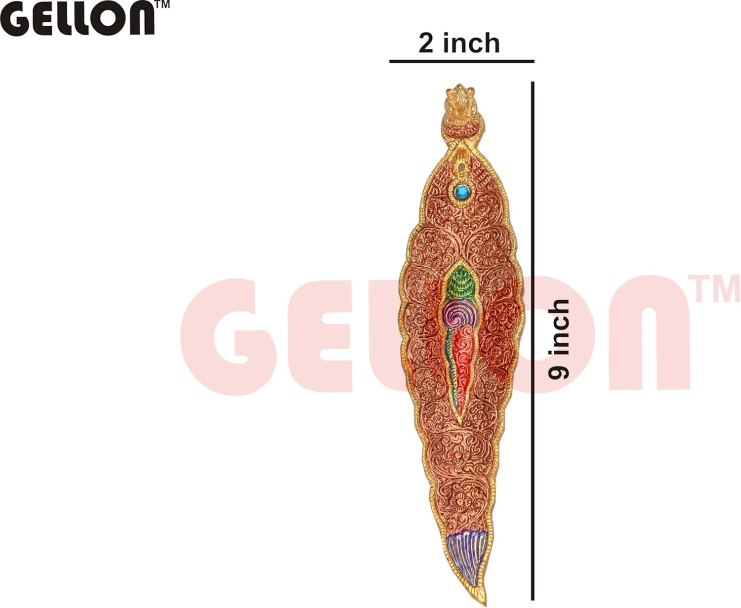 GELLON Aluminium Incense Holder & ash Catcher agarbatti Stand Featuring Ganesh Figurine (9x2 inch, Gold) (Pack of 1, Royal Copper Finsih)
