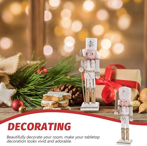 Miniatura 9 de Figura de cascanueces de madera de Navidad, figuras de soldado cascanueces con purpurina, juego de muñecos de cascanueces de jengibre en miniatura