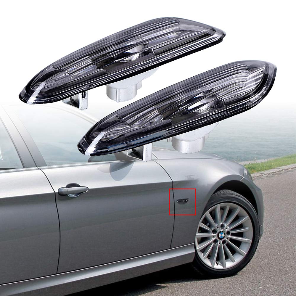 2pcs LED Turn Signal Side Marker Light Covers Compatible with BMW X3 E83 E82 E88 E46 E90 E91 E92 E93 E60 E61 (Selected)
