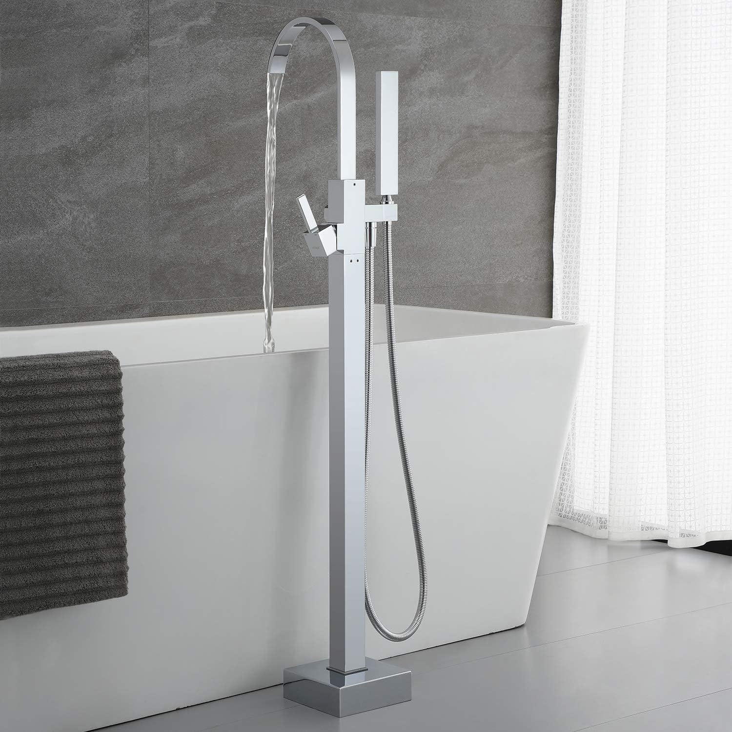 80% оƒƒ Dіѕсоunt Artiqua Freestanding Tub Filler Bathtub Faucet Chrome Floor Mounted Faucets with Hand Shower