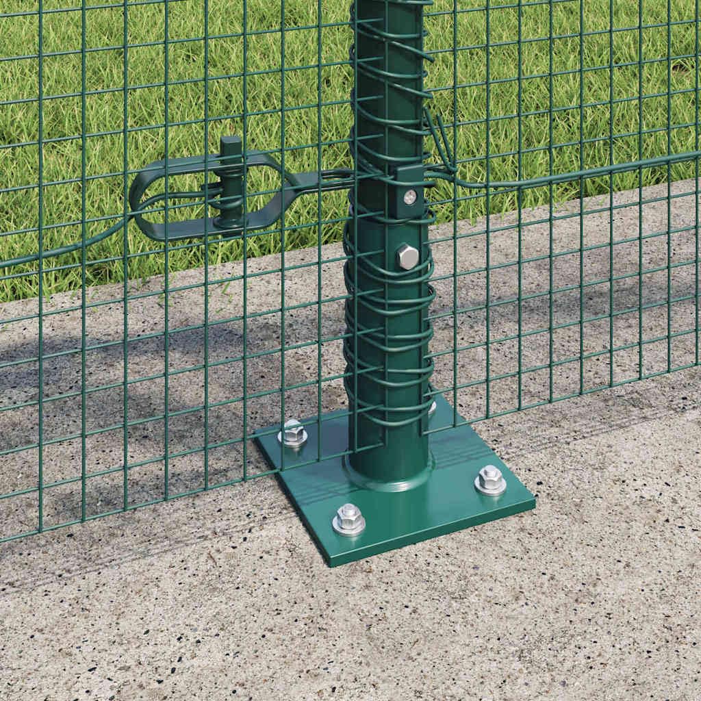 Set di recinzione da giardino, 100 x 1 m, colore verde, maglie da 16 mm, in acciaio e PVC, con 44 pali in cemento, robusto elemento di recinzione per cani e protezione dagli sguardi