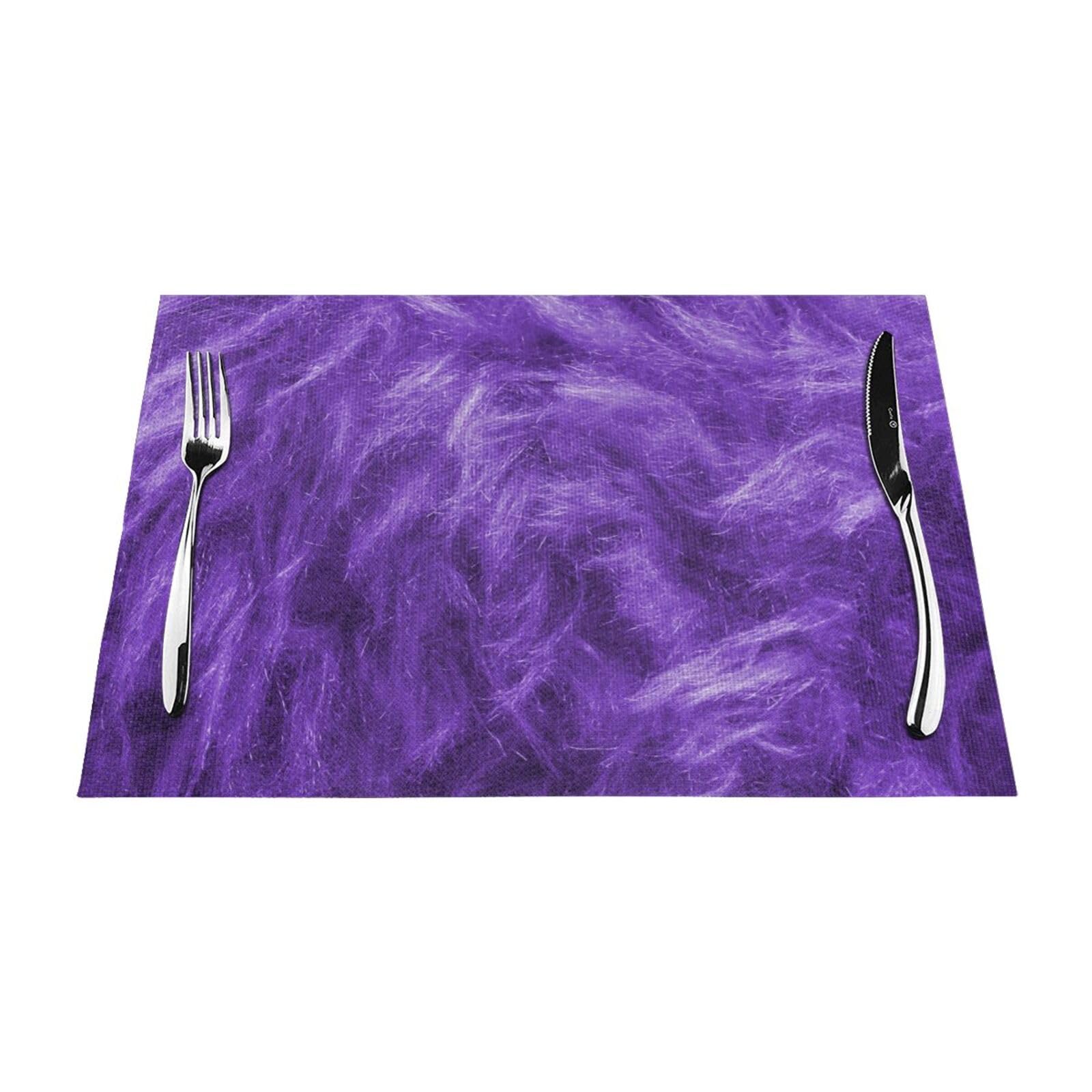 PVC Placemat Set of 6 PCS, 45x30 CM, purple Printed Non-Slip Heat Resistant Place Mats for Kitchen Dining Table Indoor Outdoor