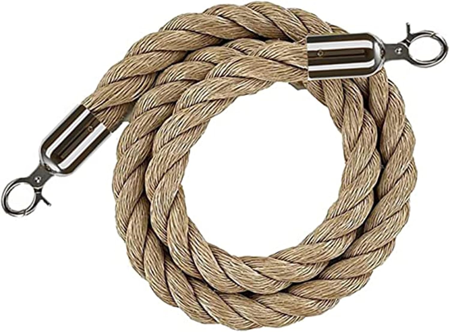 Premium Queue Barrier Rope with Silver Hook - Durable Hemp Rope for Crowd Control, Red Carpet Events, Hotels & Movie Premieres (4.9ft/150cm)