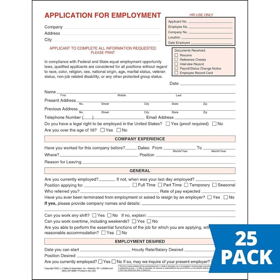 amazon-com-application-for-employment-form-8-5-x-11-25-pack-j-j-keller-associates-inc-office-products for Free Printable Application For Employment Amazon.com : Application for Employment Form, 8.5 x 11, 25 Pack, J. J. Keller & Associates, Inc. : Office Products for Free Printable Application For Employment