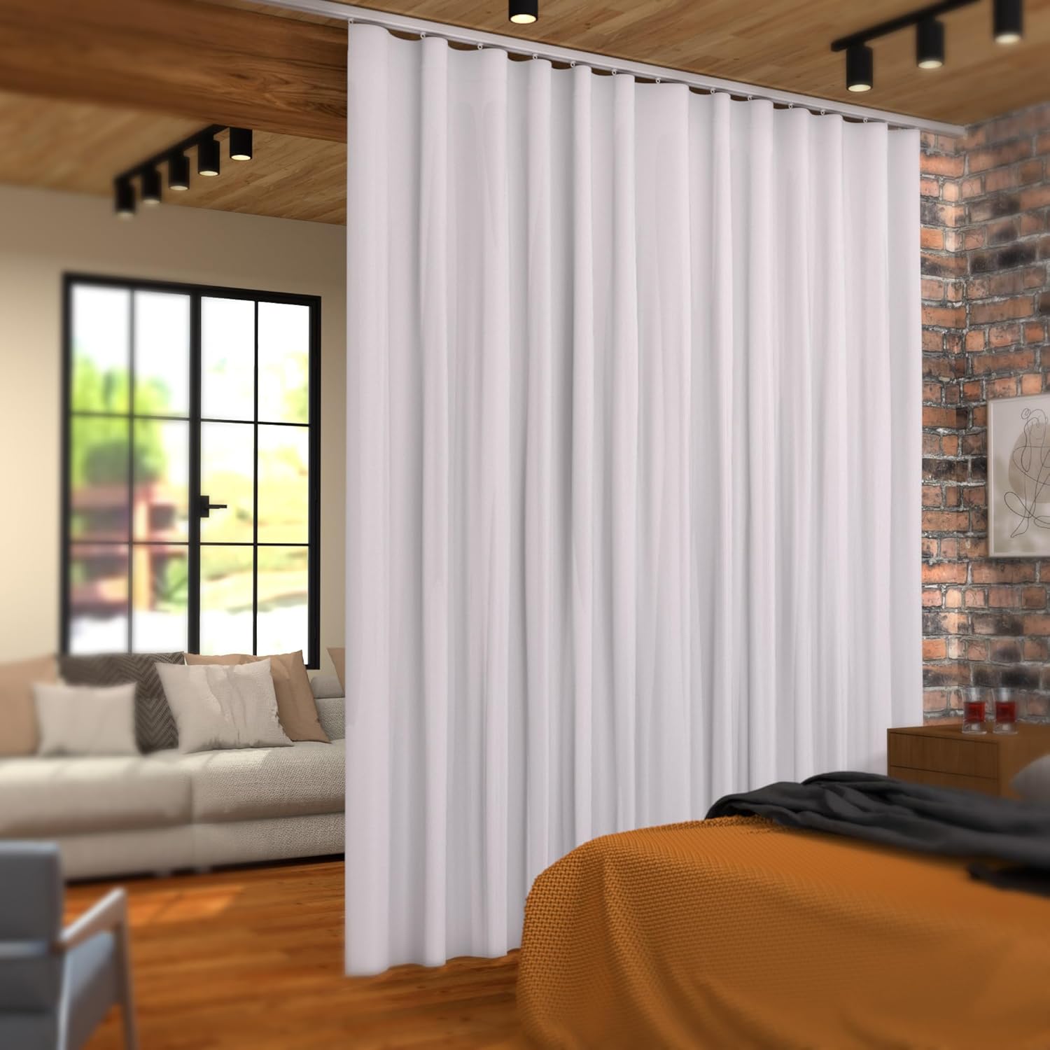 Amazon.com - hoeflife Room Divider Curtains, Blackout Ceiling Track ...