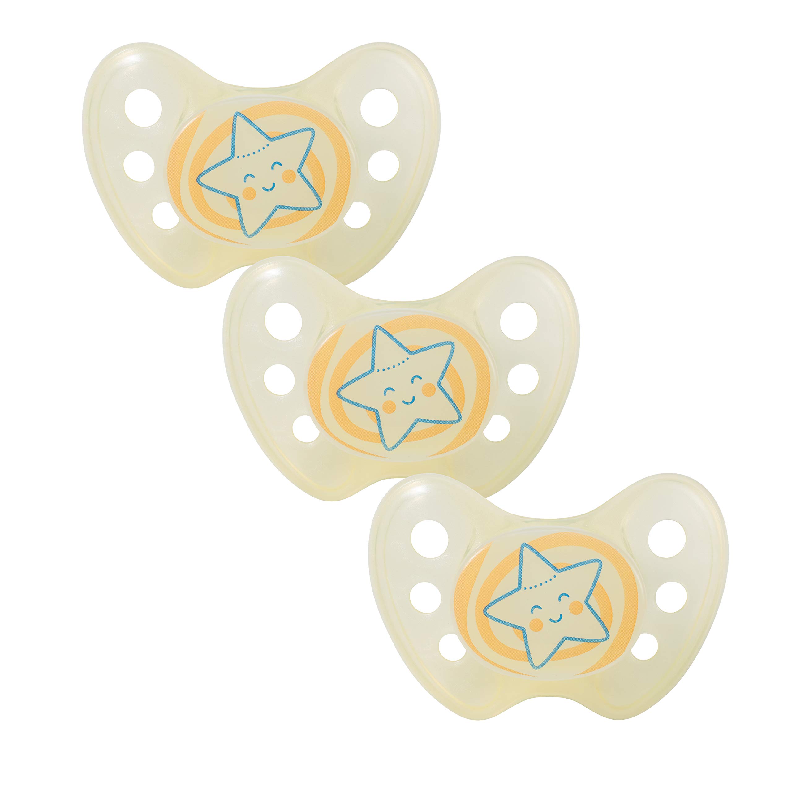 dentistar Night Silicone Soother Set of 3 - Size 3, from 14 Months - Silicone Soother with Dental Step - Glow in The Dark Baby Dummy - Made in Germany - Star, Pink — view 18