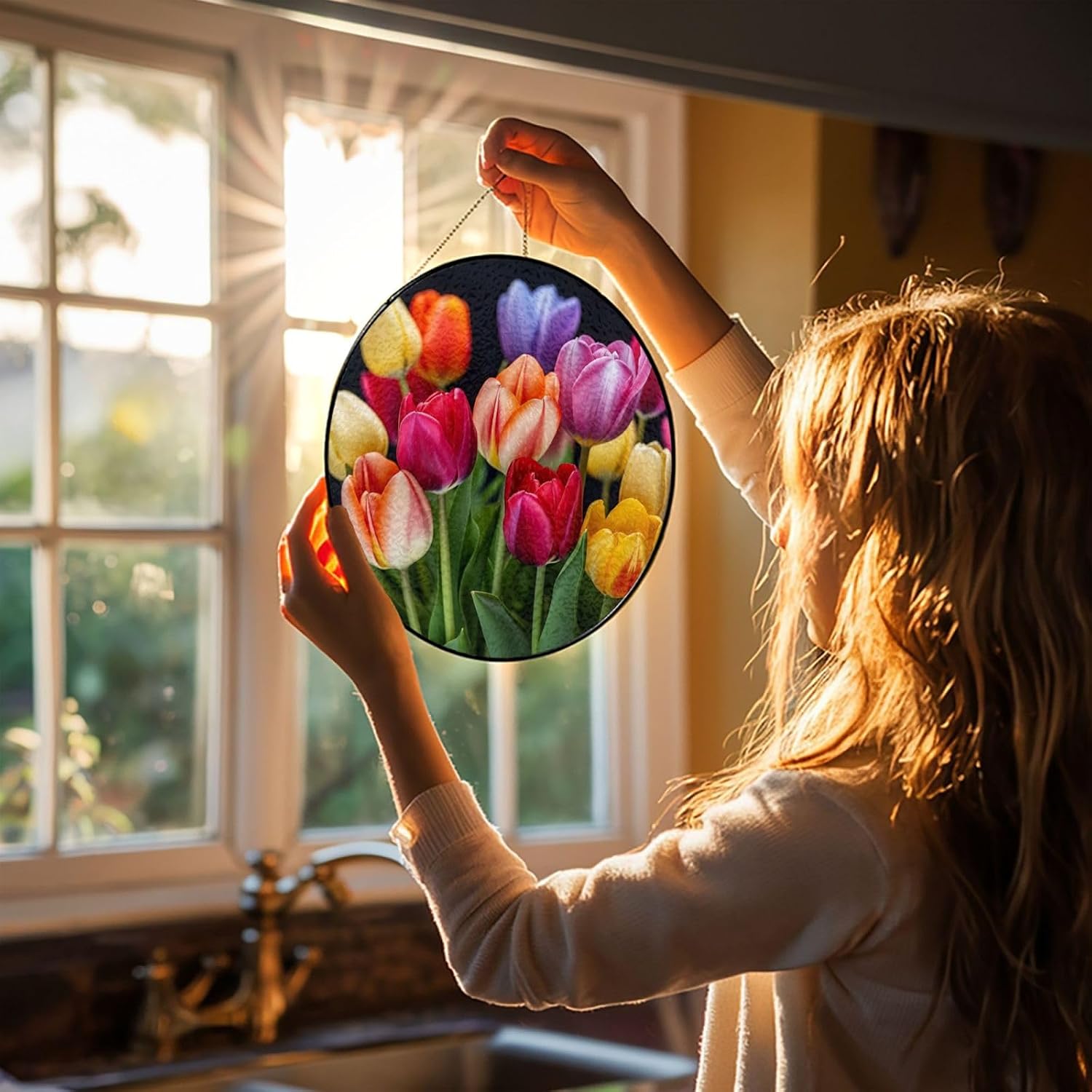Stained Glass Window Hanging - Personalized Sun Catcher for Home Decor