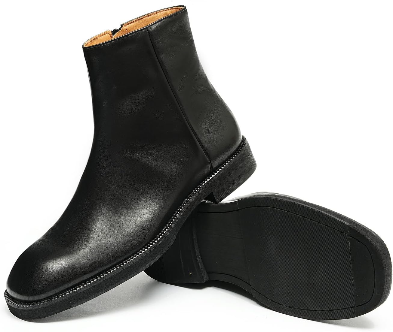 Santimon Chelsea Boots Men Black Dress Handmade Leather Formal Zipper Boots Fashion Casual Ankle Boots for Men