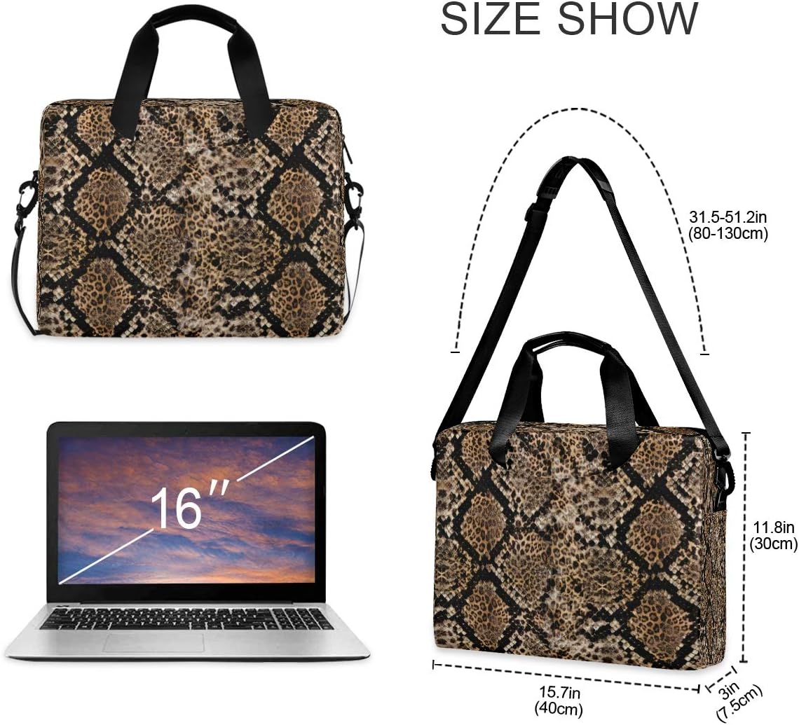 Laptop Bag Animal Snake Skin Print Laptop Sleeves Case for 13 14 15.6 Inch Computer Tablet Briefcases Carrying Case Shoulder Bag for Work