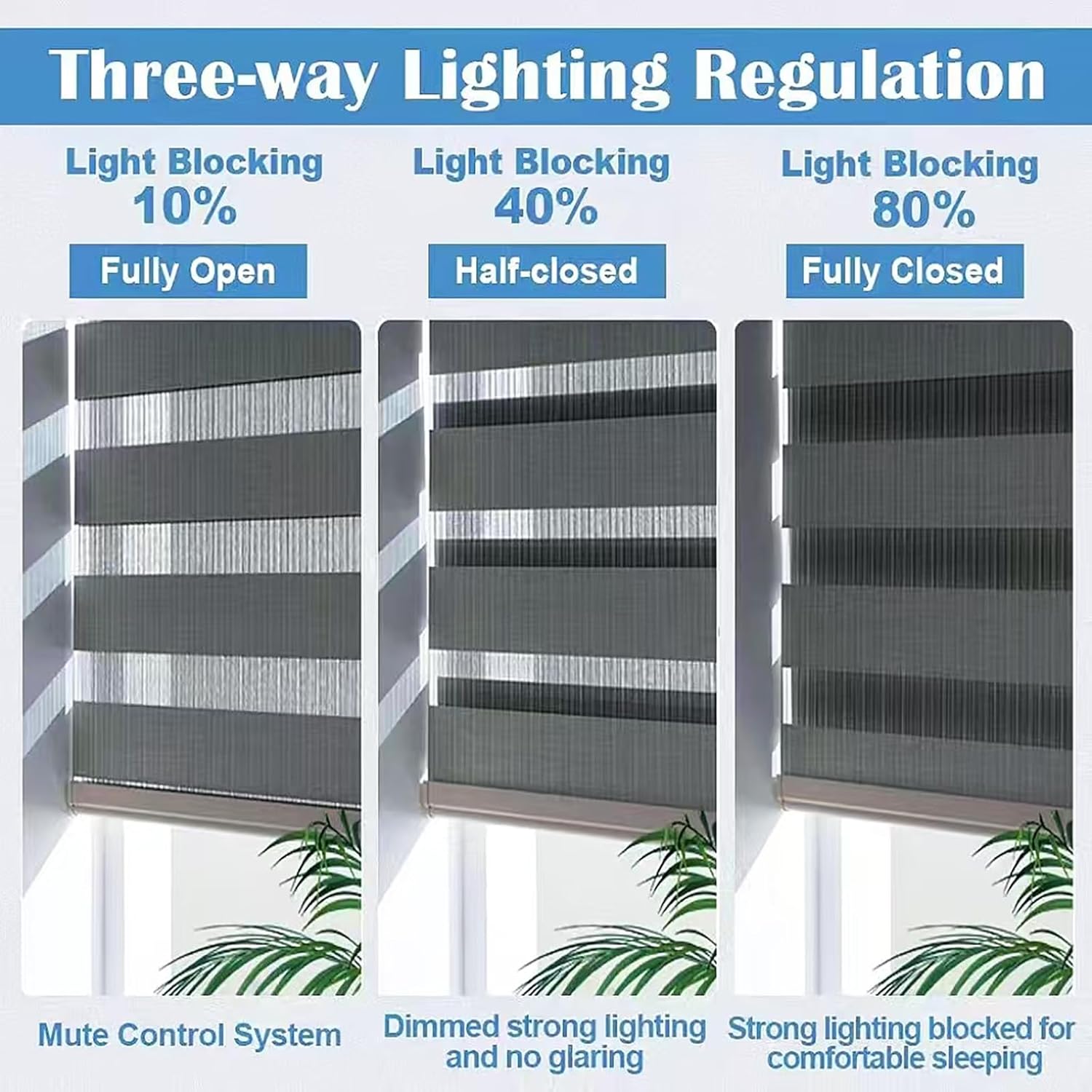 tipiace Motorized Zebra Blinds Compatible with Alexa, Remote Control Smart Blinds, 90% Blackout Light Filtering Day Night Sheer Shades for Windows, Customized Width 20-98" (HD-164)