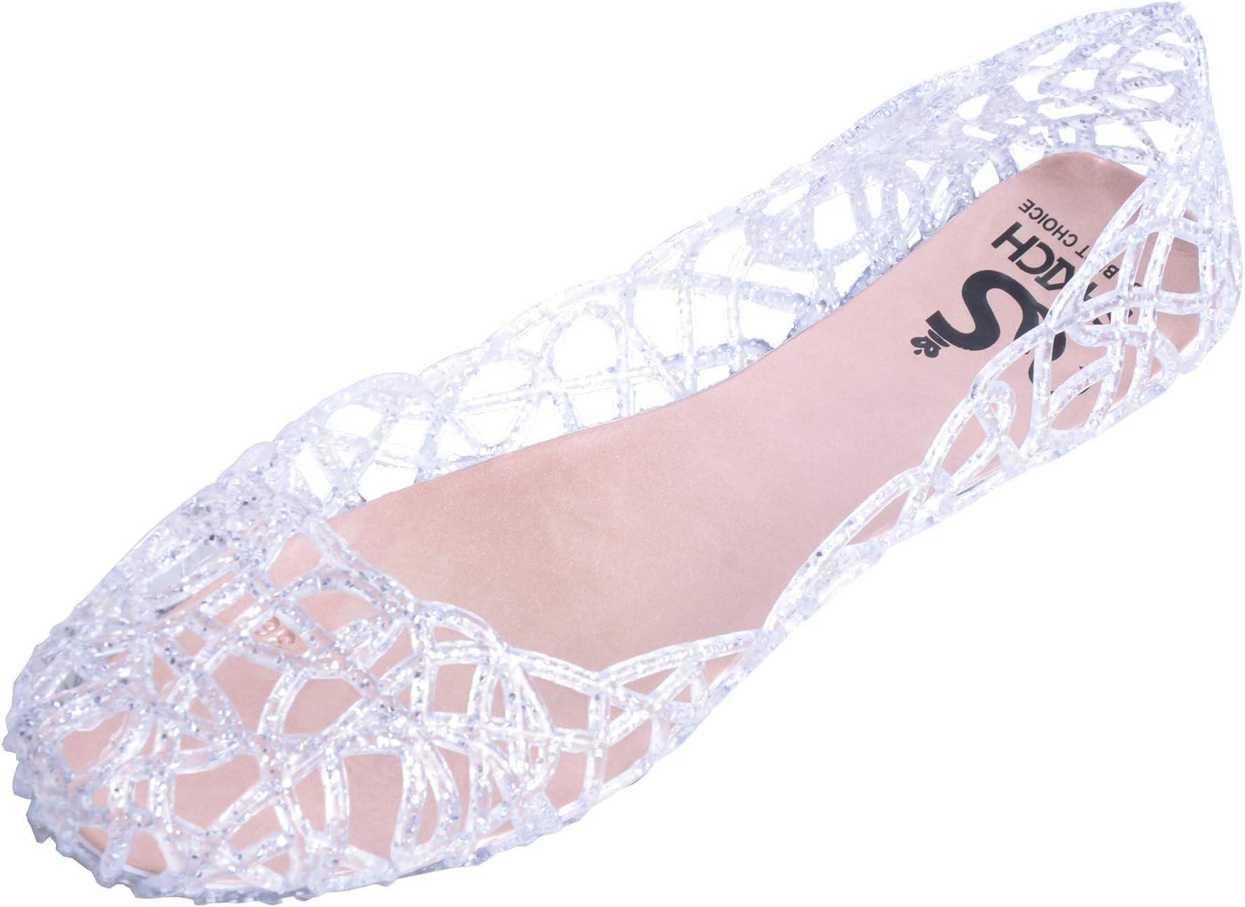 Dear Time Women Flat Heel Summer Beach Jelly Shoes Silver US 7