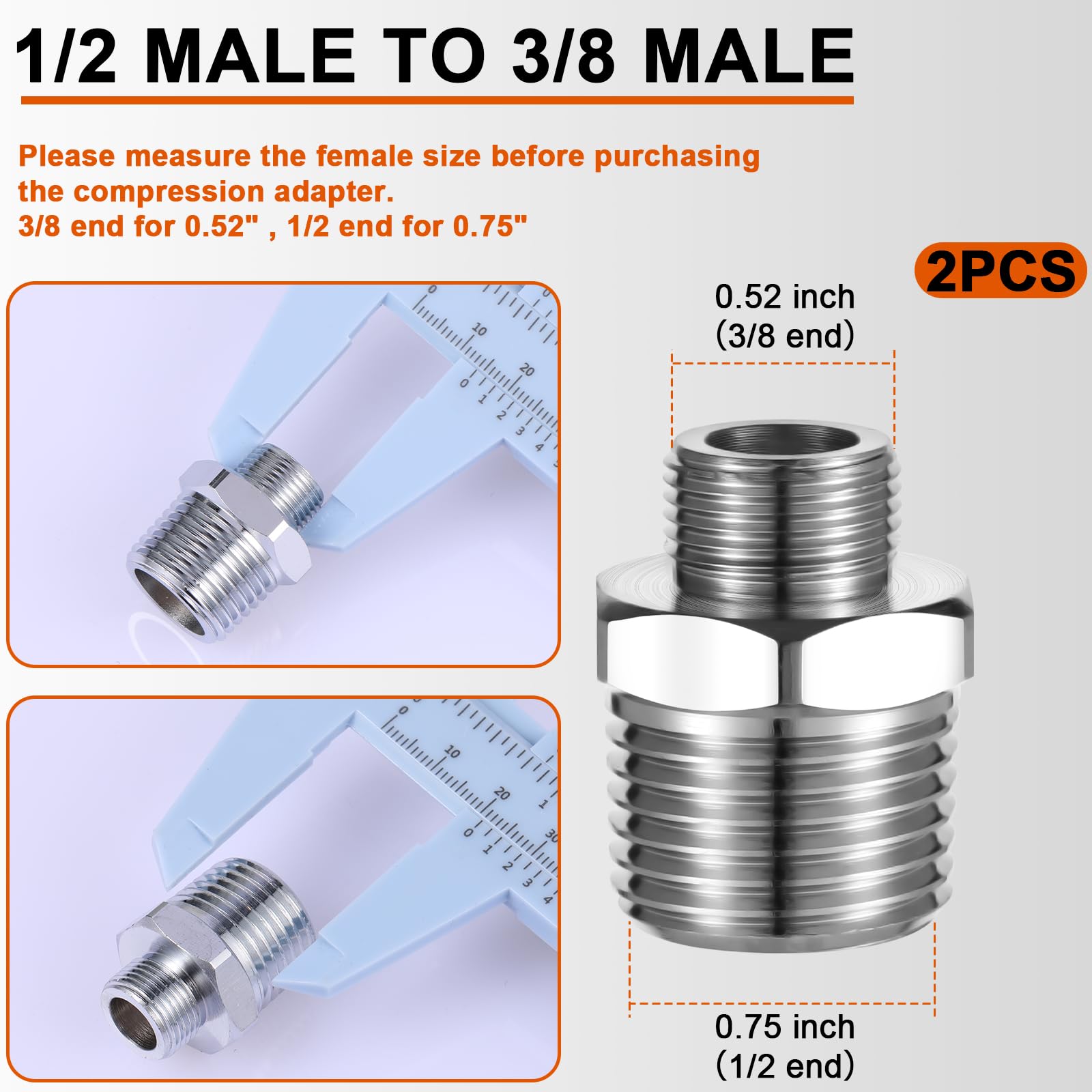 Reduzierstück 1/2 Auf 3/8 – Messing-Adapter Mit  Produktbild-Vorschau 2