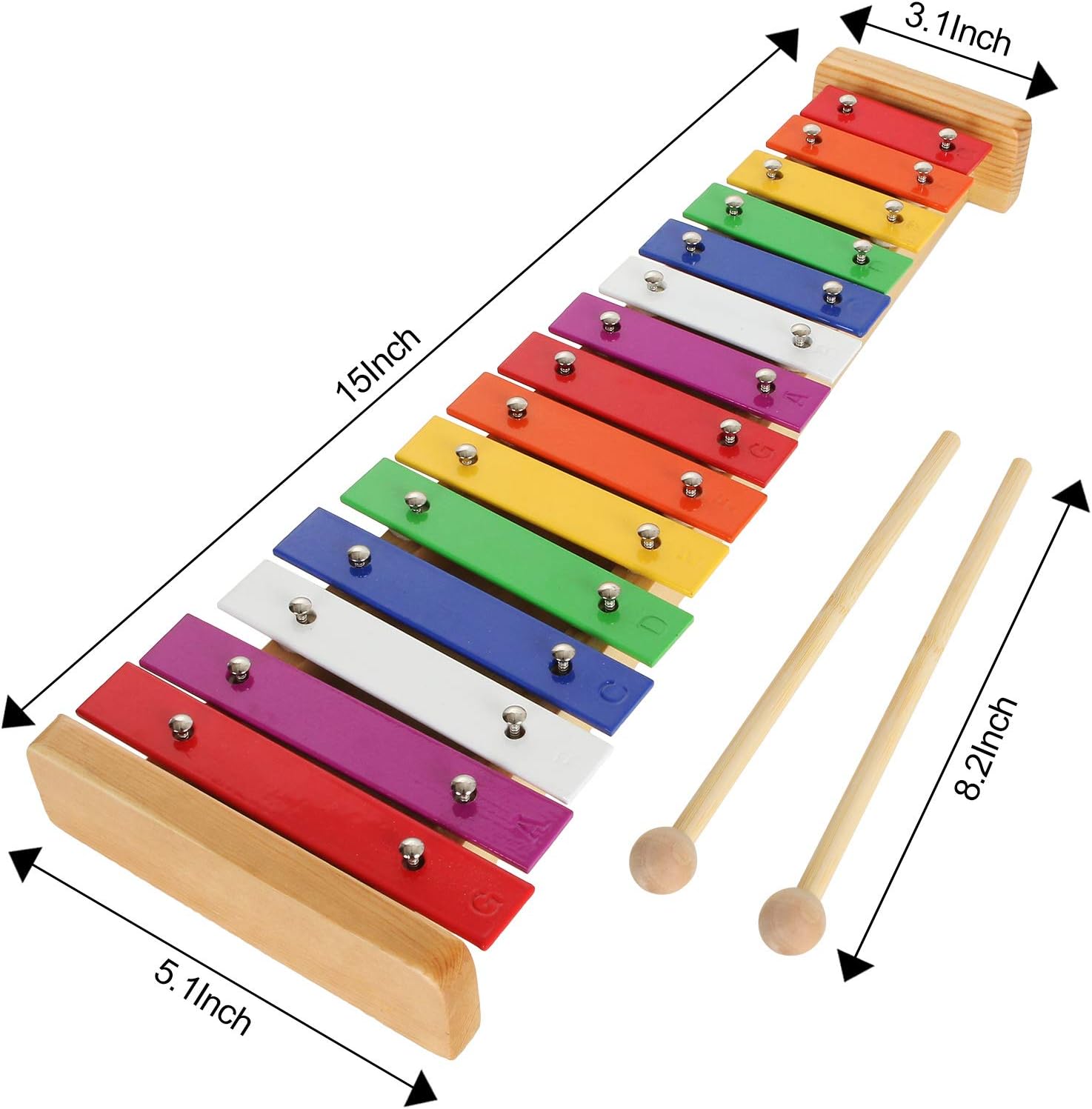 Buy 15 Note Toddler Xylophone MultiColored Metal Bars Glockenspiel