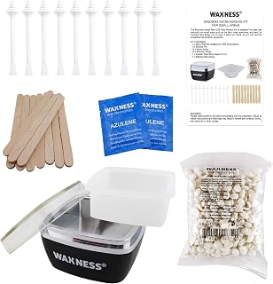 Waxness Micro Travel Waxing Kit with Warmer and Small Bag 3.5 Oz of Russian Pearl hard Wax for Small Areas