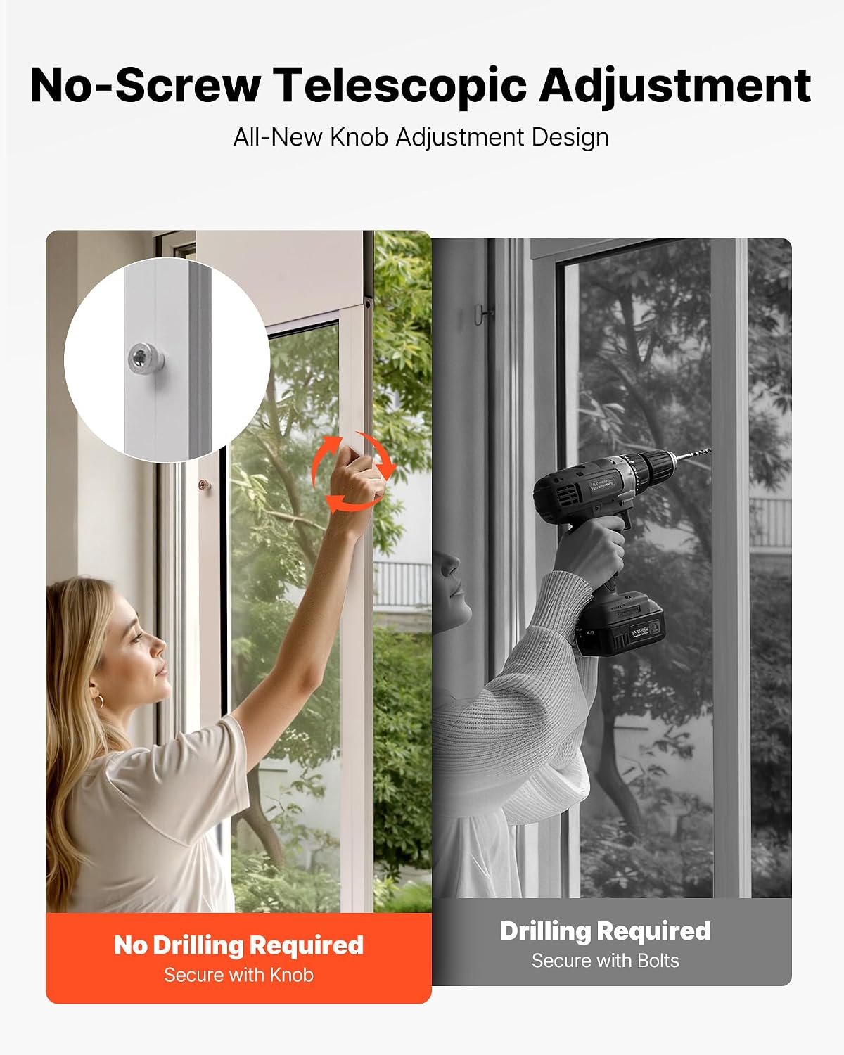 VEVOR Dog Door for Sliding Glass Door, 91 to 96 in Adjustable Height, Aluminum Alloy Frame with Metal Rotating Hinges, Lock Design, 8 1/4 x 12 1/4 in Flap, Sliding Glass Pet Door for Renters