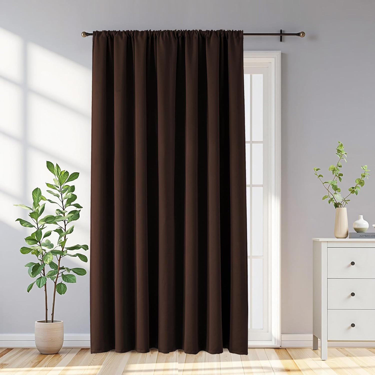 Blackout Curtains Customsize 1 Panel, Chocolate Curtains Thermal Insulated Room Darkening Drapes for Bedroom, Rod Pocket Light Blocking Drapes Living Room(Custom Size, Chocolate)
