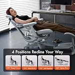 LiberNovo chaise de bureau ergonomique dynamique avec repose-pieds et bloc d'alimentation rechargeable supplémentaire, chaise de bureau confortable avec support lombaire adaptatif, 160° Recline, stretch à la colonne vertébrale intégrée, noir, 48cm