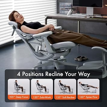LiberNovo Dynamic Ergonomic Office Chair with StepSync Footrest, Desk Chair with Adaptive Lumbar Support, 160 Recline and Built-in Spine Stretch, Green, 45cm