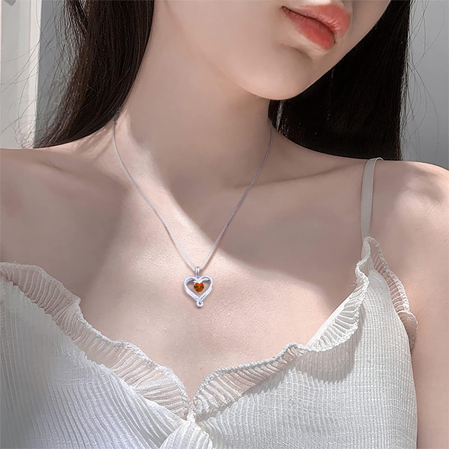 Birthstone Necklaces for Women Infinity Heart Necklaces for Women 18K Rose Gold Filled 925 Sterling Silver Birthstone Necklace for Womens Wife Mom