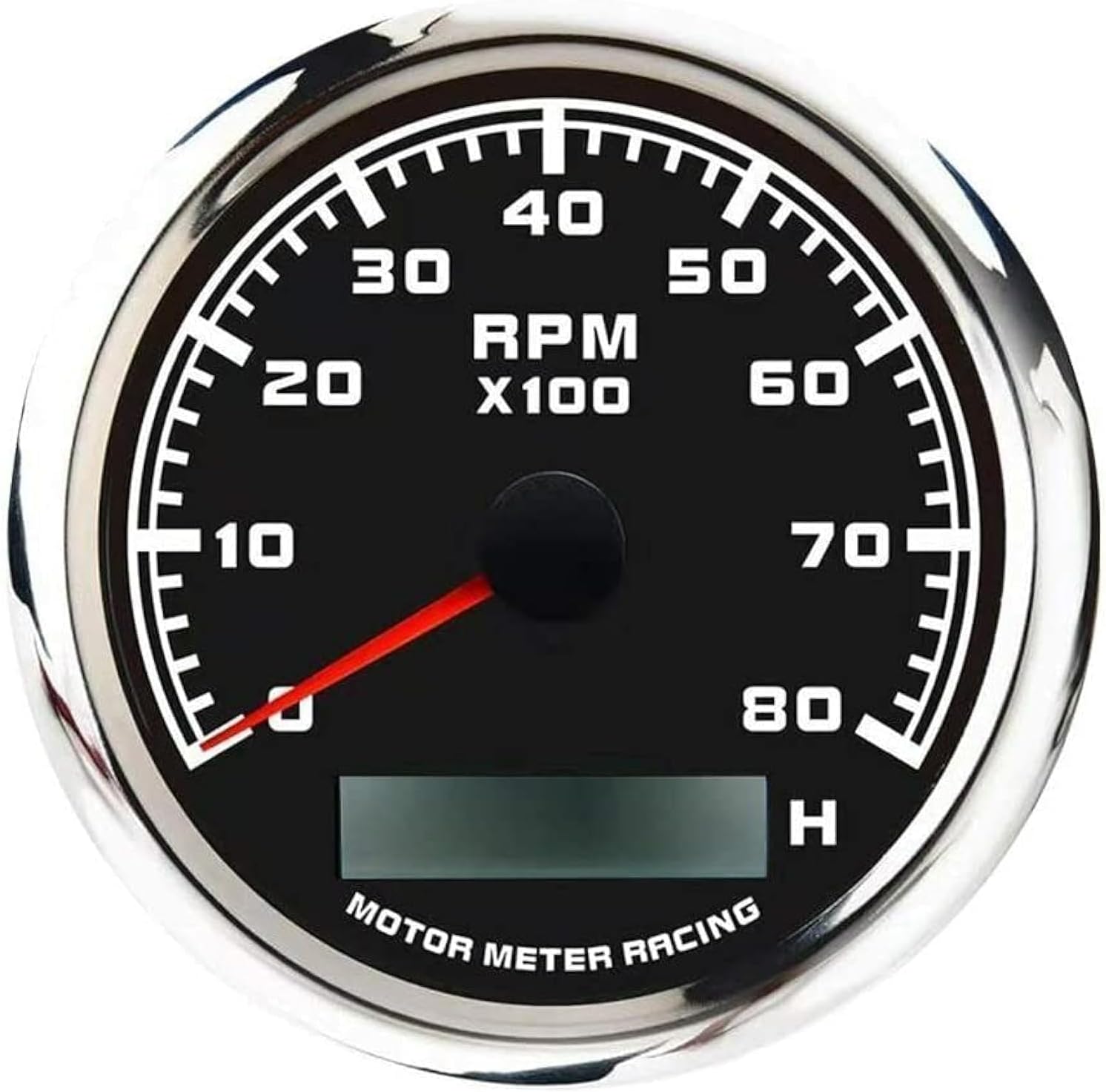 MOTOR METER RACING W Pro Series 85mm 3-3/8" Tachometer 6000 RPM Gasoline Diesel Engine with Hour Meter Black Dial White LED Waterproof for Car Truck Boat Yacht Motorcycle