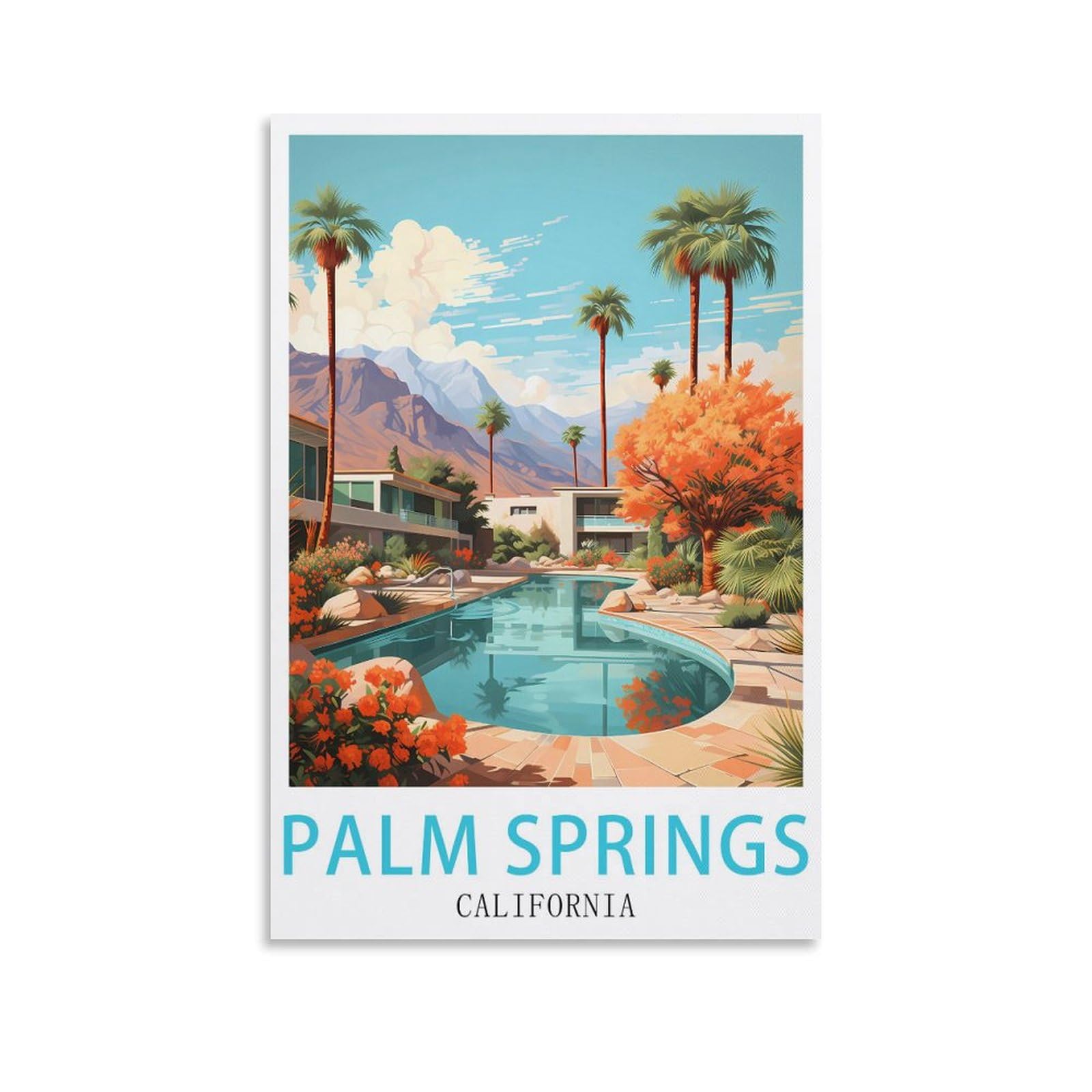 Lnuyitr Unframe-Style California Palm Springs Vintage Travel Poster 20X30inch(50X75cm) Canvas Art Posters And Wall Art Picture Prints Modern Home Bedroom Decor Posters