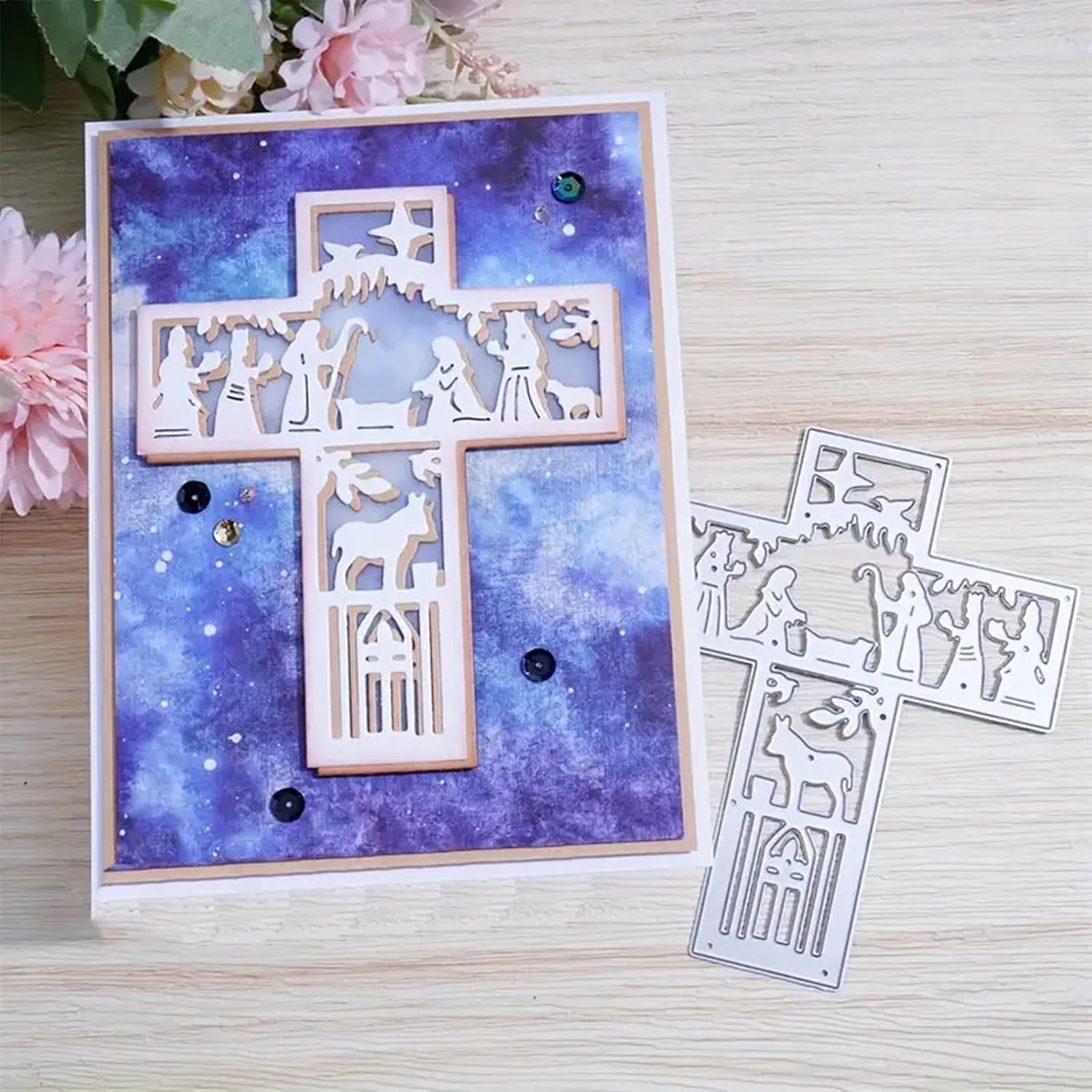 Angel Cross Metal Die Cuts,Family in Christmas Angel Cross Festival Cutting Dies Cut Stencils for DIY Photo Decorative Embossing Paper Dies for Scrapbooking Card Making