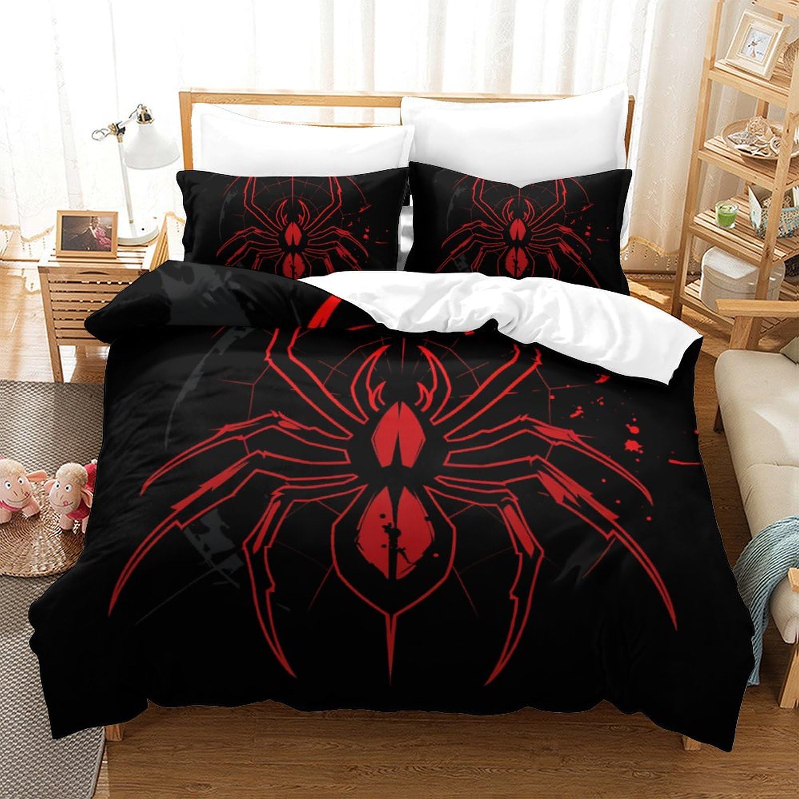 Set housse de couette araignée 3 pièces pour lit King size