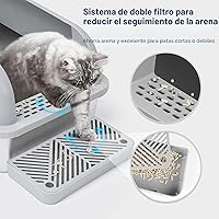 Vista 3 de Caja de arena cerrada de acero inoxidable para gatos con tapa, caja de arena extra grande para gatos grandes, bandeja de arena de metal XL