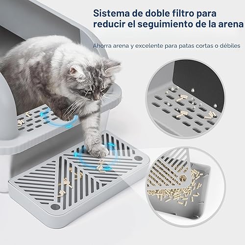 Miniatura 3 de Caja de arena cerrada de acero inoxidable para gatos con tapa, caja de arena extra grande para gatos grandes, bandeja de arena de metal XL
