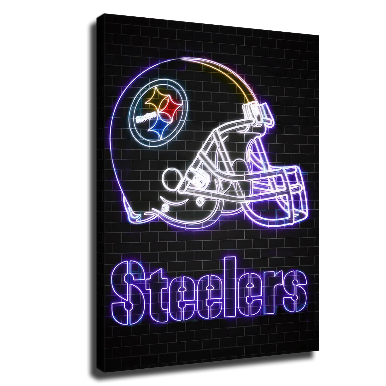 Pittsburgh City Steelers Poster American Football Sports Neon Signs Canvas Wall Art Print for Home and Office Decor Football Fans Best Gifts (B,