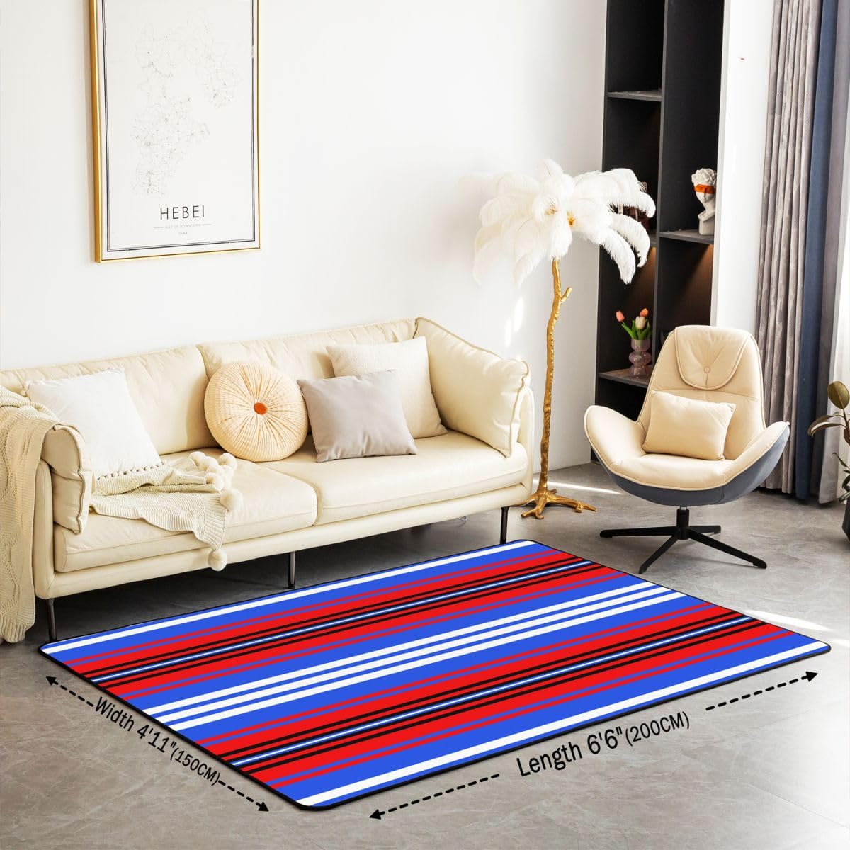 Homewish Tappeto azteco sudoccidentale 100 x 150 cm – Tappeto geometrico tribale per soggiorno stile navajo a righe blu rosse non perde tappeto tappeto decorazione casa colonica boho grande tappeto