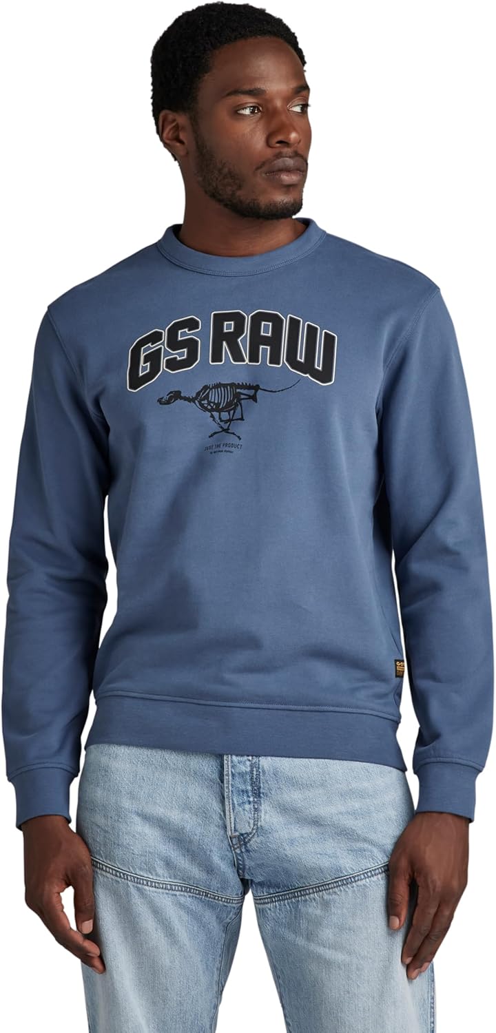 G-Star RAW Men’s Skeleton Dog Graphic Sweatshirt, Blue (Vintage Indigo D24413-d562-g278), X-Small
