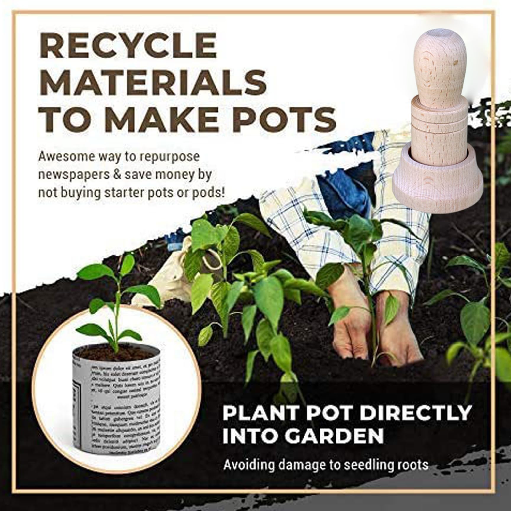 Fabricante de macetas de Papel para Principiantes de plántulas, Herramienta de jardín para Hacer macetas de periódicos, Recuerdo de prensado para Jardinero, Planta de Papel