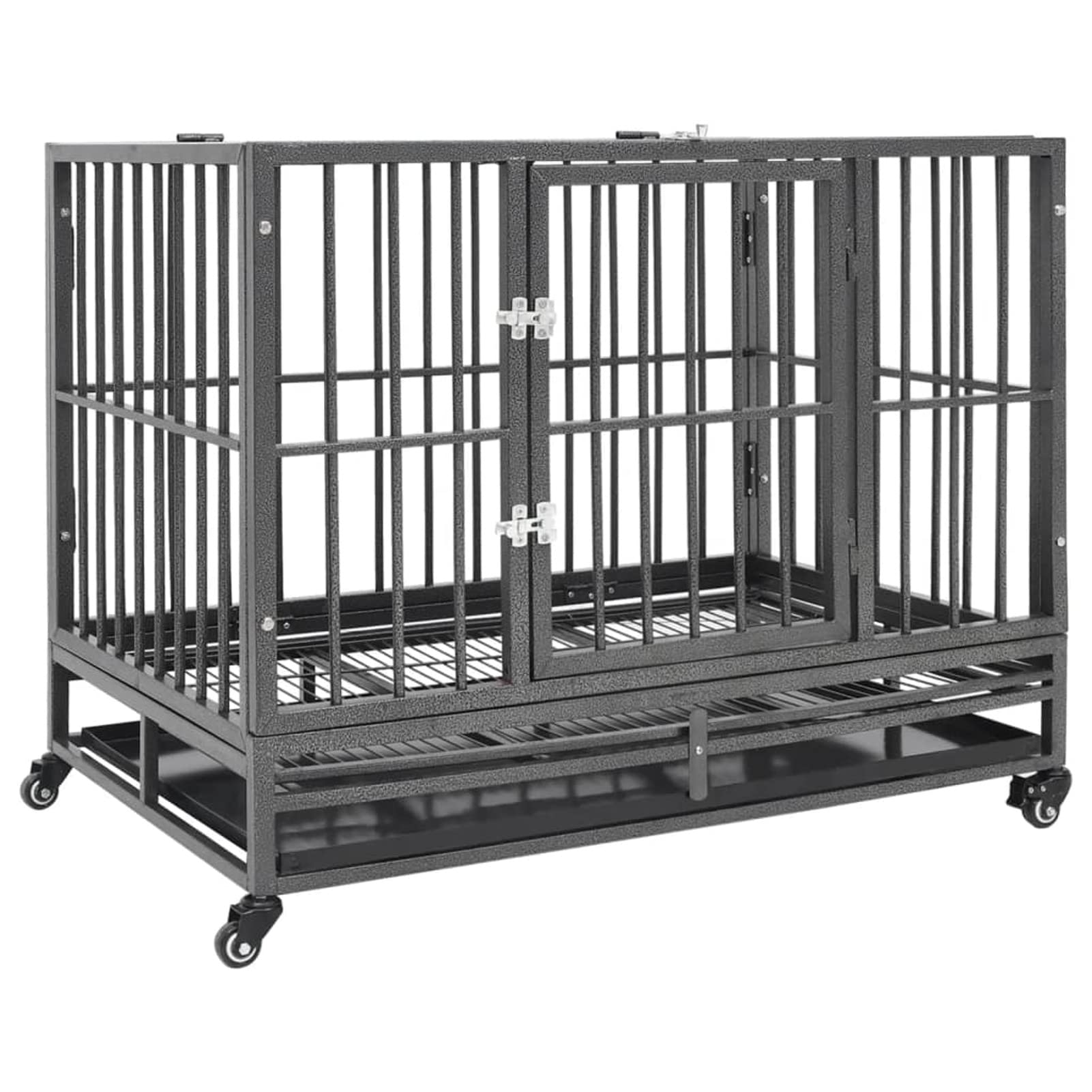 Homgoday Klatka dla psa klatka dla psa wewnętrzna Kennel dla psów klatki dla psów na zewnątrz ogrodzenie dla psów, klatka dla psa ze stalowymi kołami 92 x 62 x 76 cm