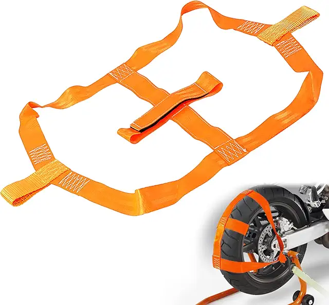 Sangle d'arrimage moto 48mm orange - Sécurité transport remorque PWK