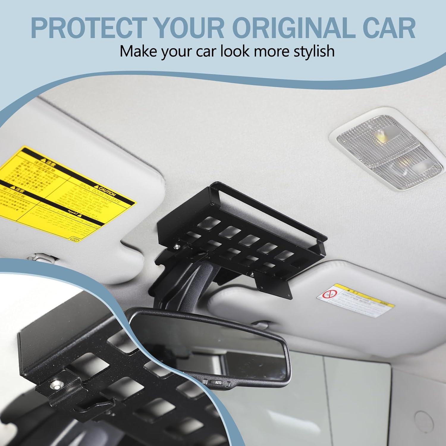 LLKUANG Rearview Mirror Storage Rack for Toyota FJ Cruiser 2007-2021 Aluminum alloy Car Inner Rearview Mirror Multifunctional Storage Frame(Left hand drive)