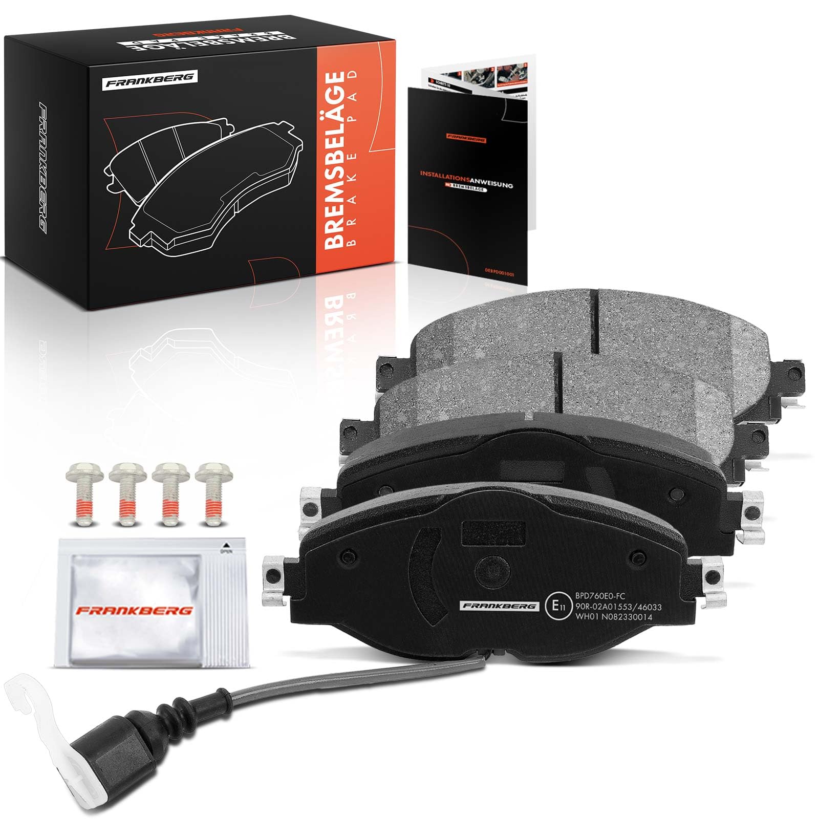Frankberg Zestaw klocków hamulcowych zawierający 4 klocki hamulcowe tylne kompatybilne z Astra K Sports Tourer B16 Astra K B16 Insignia B Sports Tourer Z18 Replace# 39037199, 95526568