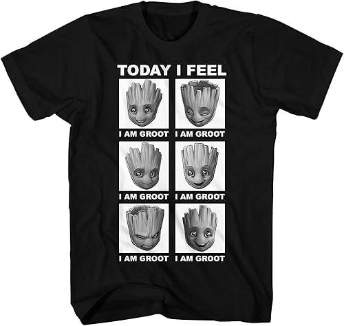 Marvel Little Groot Today I Feel I Am Groot Guardians of The Galaxy - Camiseta estampada para hombre (negro, XXL), Negro -
