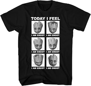 Marvel Little Groot Today I Feel I Am Groot Guardians of The Galaxy Men's Adult Graphic Tee T-Shirt (Black,Medium)