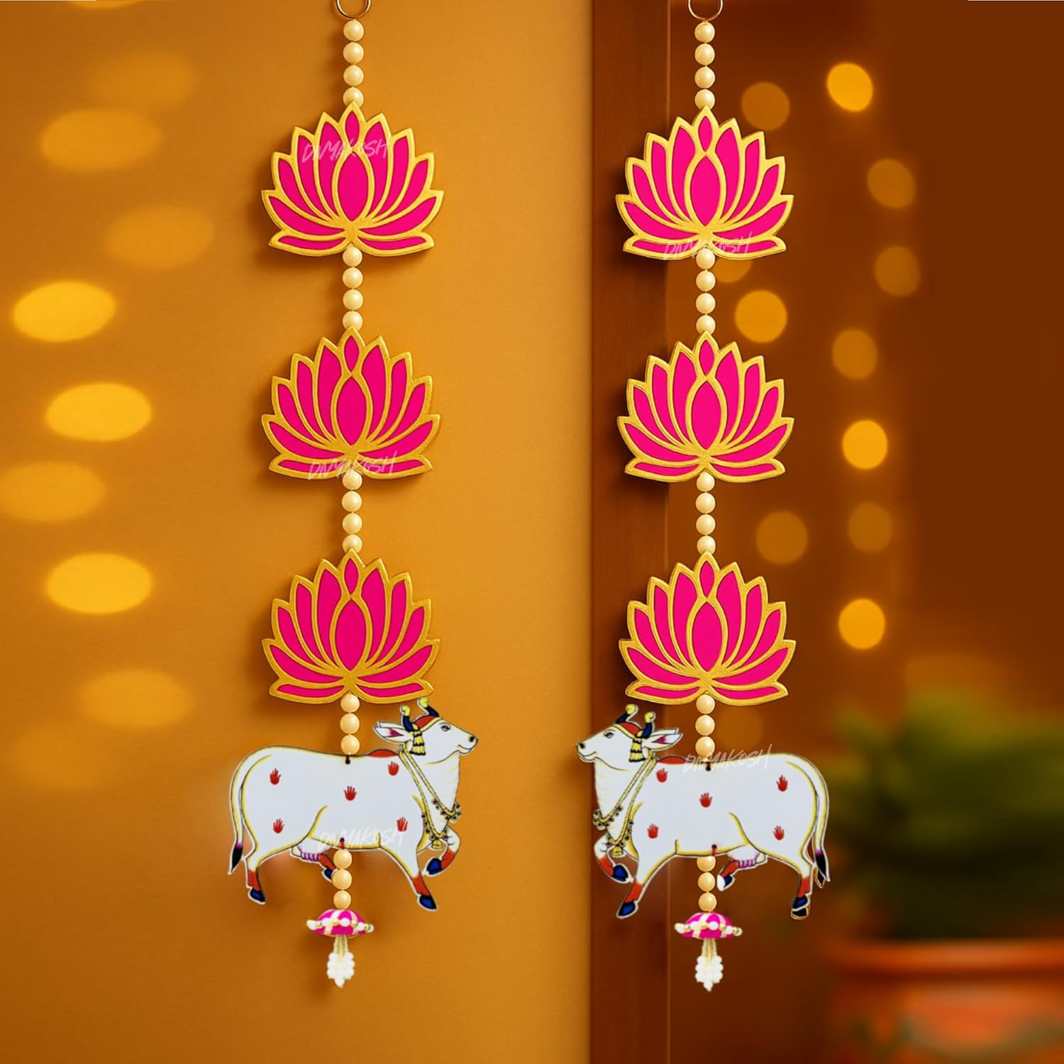 Divyakosh Engineered Wood Handmade Lotus with Cow & Jhumki Ganpati Diwali Home Decoration MDF Floral Wall Hangings Temple |1 Pair | 25 Inch Each | Makar Sankranti Giveaway,White & Pink Divyakosh Engineered Wood Handmade Lotus with Cow & Jhumki Ganpati Diwali Home Decoration MDF Floral Wall Hangings Temple |1 Pair | 25 Inch Each | Makar Sankranti Giveaway,White & Pink