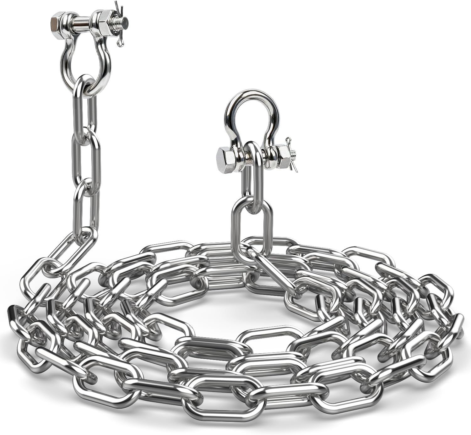 3/16" 1/4" 5/16" Boat Anchor Chain 316 Stainless Steel with 2 Pcs Anti-Off Bow Shackles Marine Grade Anchor Lead Chains Kit for Boats, Pontoon, Sailboat, Deck Boat Accessories