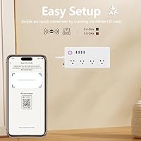 Vista 6 de XENON Matter Smart Power Strip, protector de sobretensiones, compatible con Apple HomeKit, Alexa, Google Home con temporizador de programación