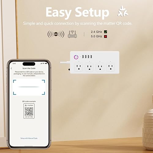 Miniatura 6 de XENON Matter Smart Power Strip, protector de sobretensiones, compatible con Apple HomeKit, Alexa, Google Home con temporizador de programación