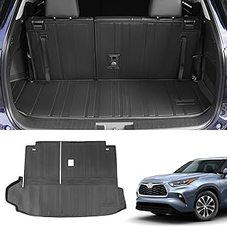 Cargo Mat Compatible with 2020-2023 Toyota Highlander Backrest Mat TPE Cargo Liners Replacement for Toyota Highlander Accessories (Fit 2020-2023 Highlander,Rear Cargo Mat with Backrest Mat)