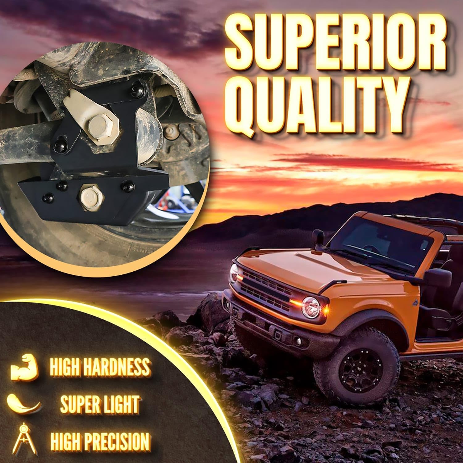 Rear Shock Guard Skid Plates, Rock Armor Rear Lower Strut Shock Trailing Arm Skid Plates for Ford Bronco Offroad 2/4 Door 2020-2025,Superior Protection