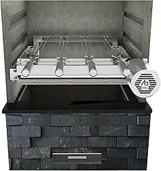 Churrasqueira Giratória Ajustável para 4 Espetos Inox (Inox Motor Direito)