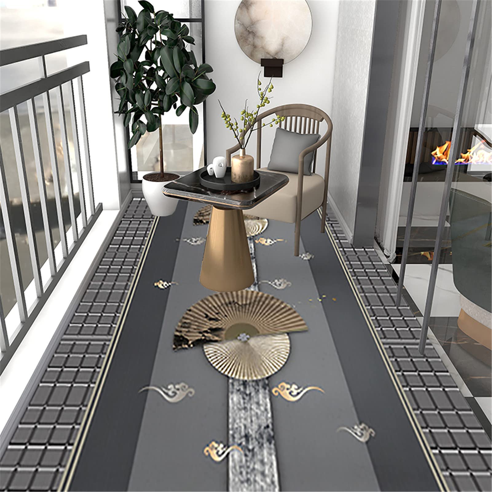 TONGQU Tapis De Couloir Au Mètre, Design Traditionnel Antidérapant