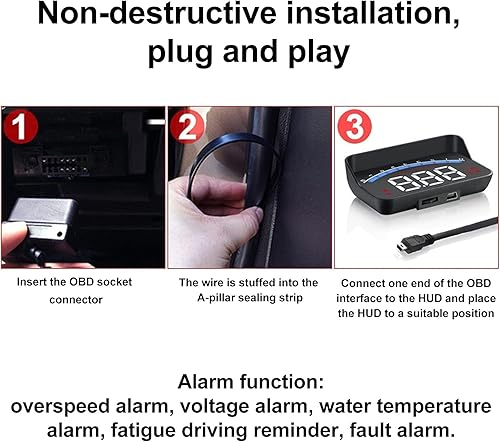 Miniatura 8 de Proyector de cabeza para coche HUD, pantalla universal para coche, alta definición, OBD, HUD, parabrisas, alarma de seguridad de sobrevelocidad