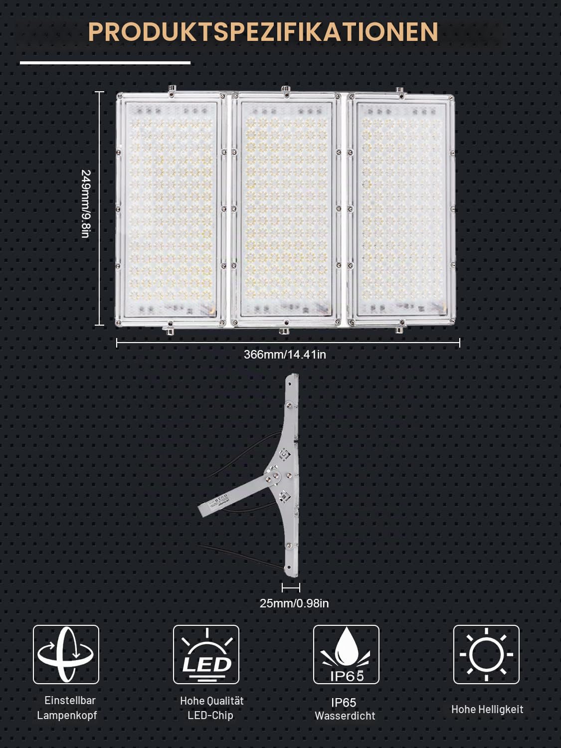 300W LED Strahler Außen, IP65 Wasserfest Fluter Superhell 6500K Kaltweiß Außenleuchte 30000LM Außenstrahler Flutlicht Scheinwerfer für Sportplatz Garage Garten Hinterhof