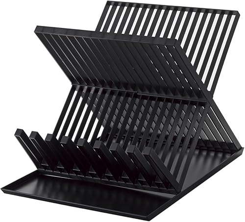 YAMAZAKI home 2608 Escurridor de platos para encimeras de cocina tamaño único negro